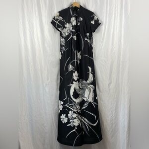 Sun Fashions of Hawaii Honolulu Vintage Floral Moc Neck Maxi Dress Size M